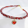 Adjustable Pet Necklace Cat Dog Collar with Diamond Zircon Heart Pendant Jewelry Luxury Metal Puppy Collars Dog Accessories