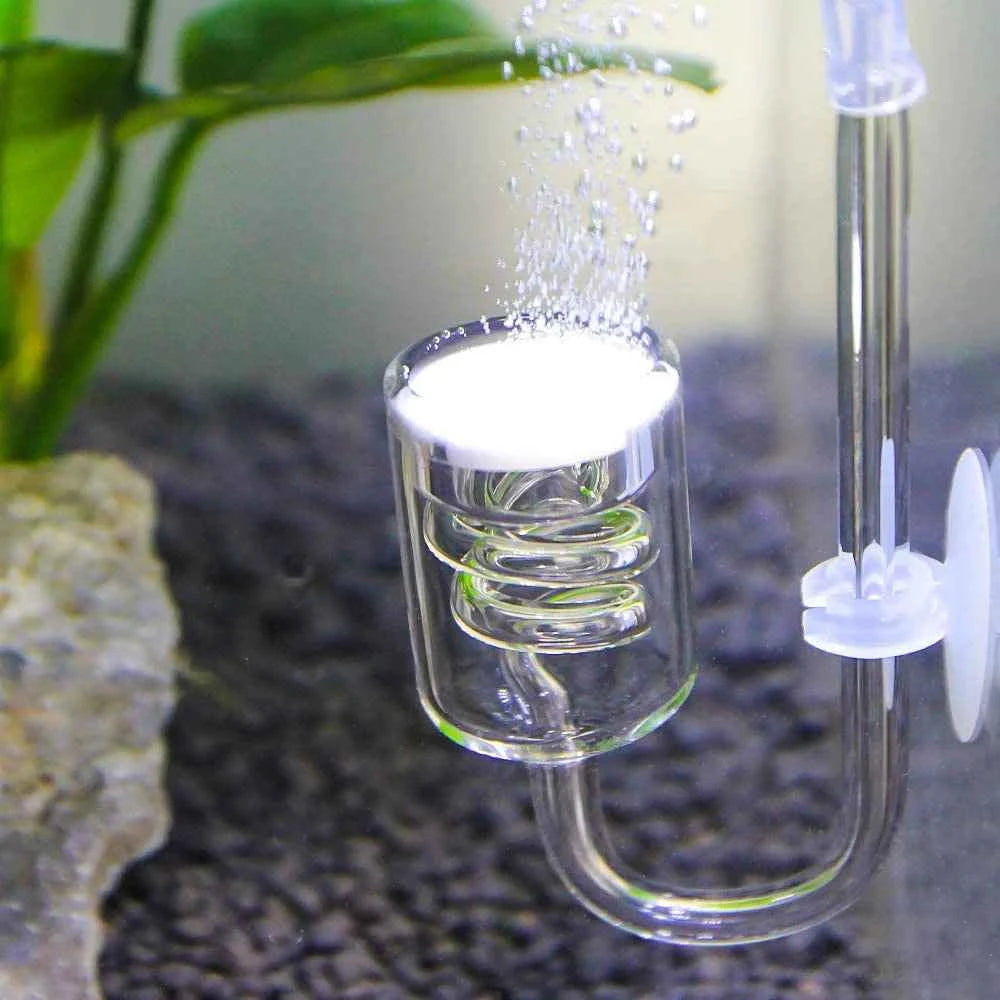 Aquarium CO2 Diffuser 60~300L Plants Tank Atomizer Solenoid Regulator Moss CO2 Atomizer Spiral Glass Tube