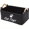 Stylish Felt Pet Toy Storage Basket - Durable Organizer for Cat & Dog Toys, Dirty Clothes, and Cleaning Supplies - Letter Print - Play Paws Toys