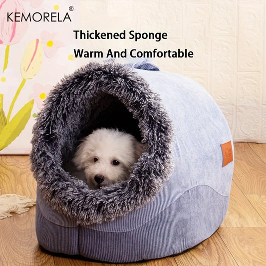 KEMORELA Striped Long-Haired Portable Bed And Comfortable Cat Bed Plush And Safe Indoor Pet HouseSuitable For Cats And Dogs - Play Paws Toys