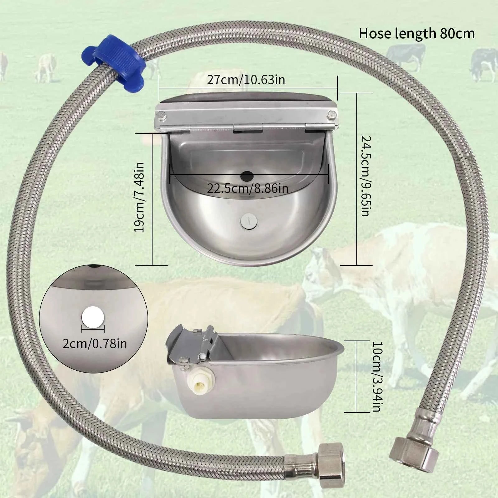 Automatic Cow Water Bowl Stainless Steel Drinking Waterer Bowl With Floating Ball For Cattle Sheep Float Bowl Goat Livestock