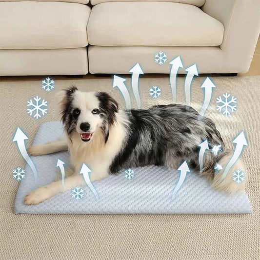 New Summer Ice Silk Cooling Pet Mat Thick Breathable Dog Bed Pad Non-Slip Washable Pet Cooling Sheet for Medium Large Dogs Cats