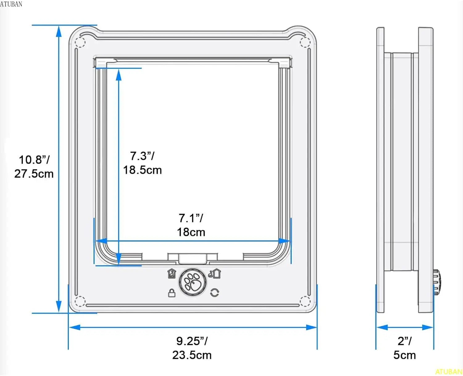Interior Cat Door 4 Way Rotary Lock Magnetic Closure Indoor Pet Door for Up to 20lbs Cats and Doggie Weatherproof Large Cat Door