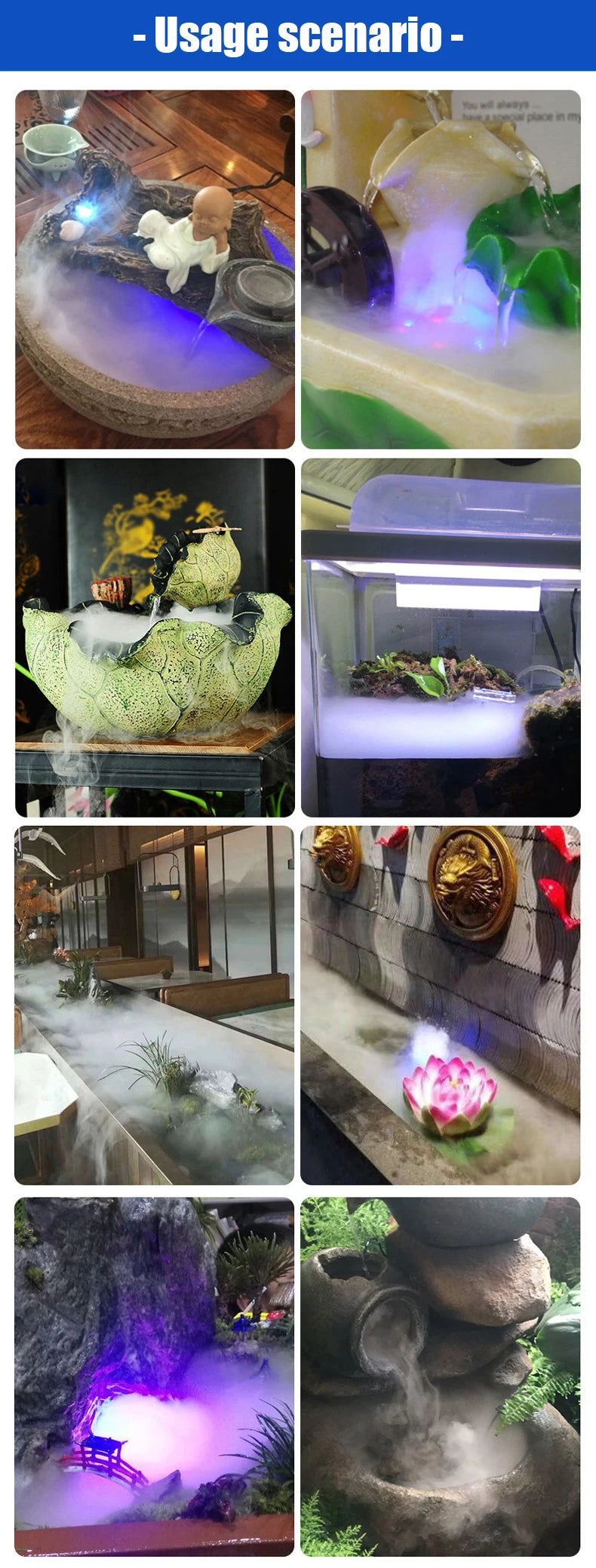 1PC 5V USB Mist Maker Fogger Nebulizer Water Fountain Fish Tank Pond Atomizer Head With 4 LED Colorful Lights