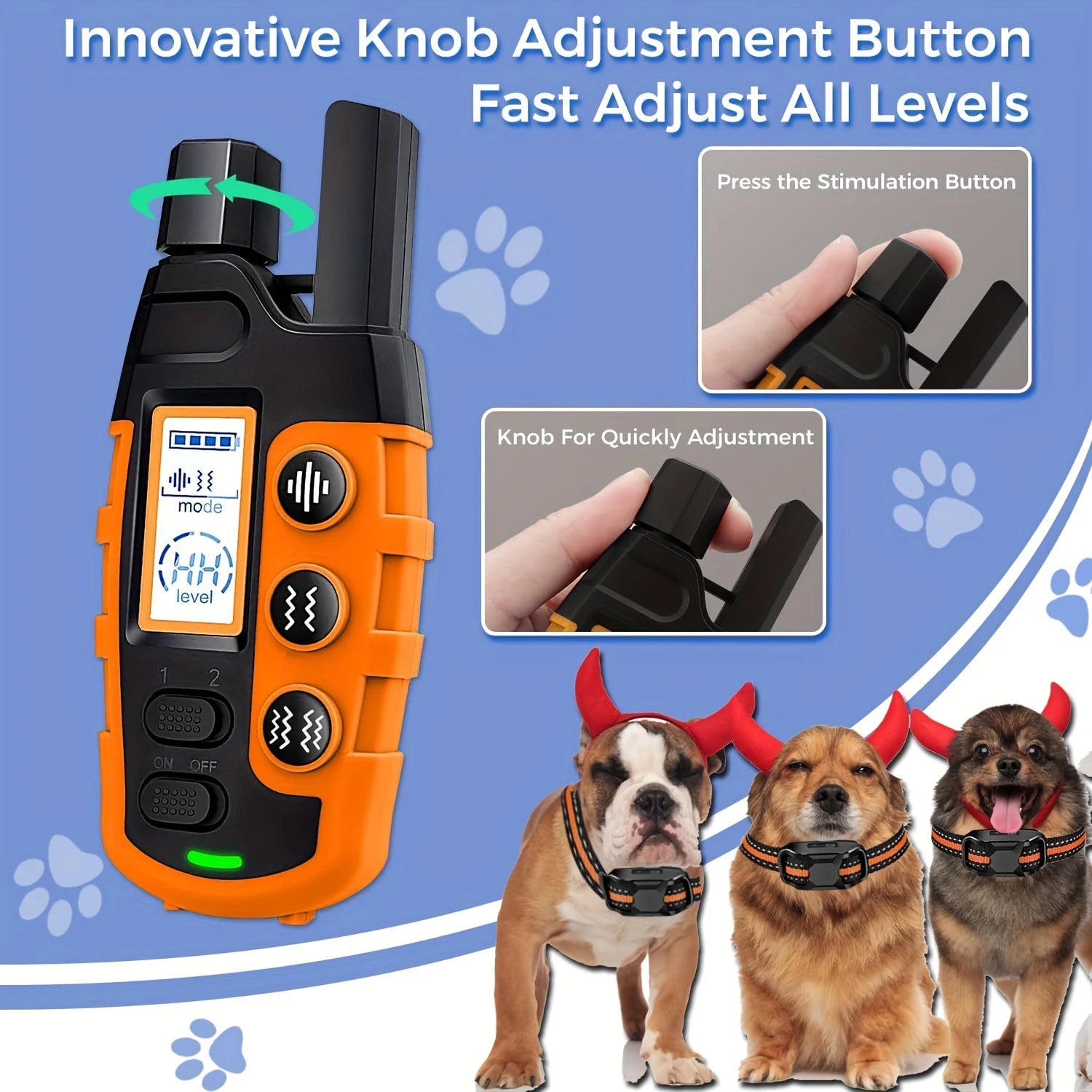 3300Ft Electric Dog Training Collar Remote Control Waterproof Pet BehaviorFor 5-120lbs Puppy With Shock Vibration