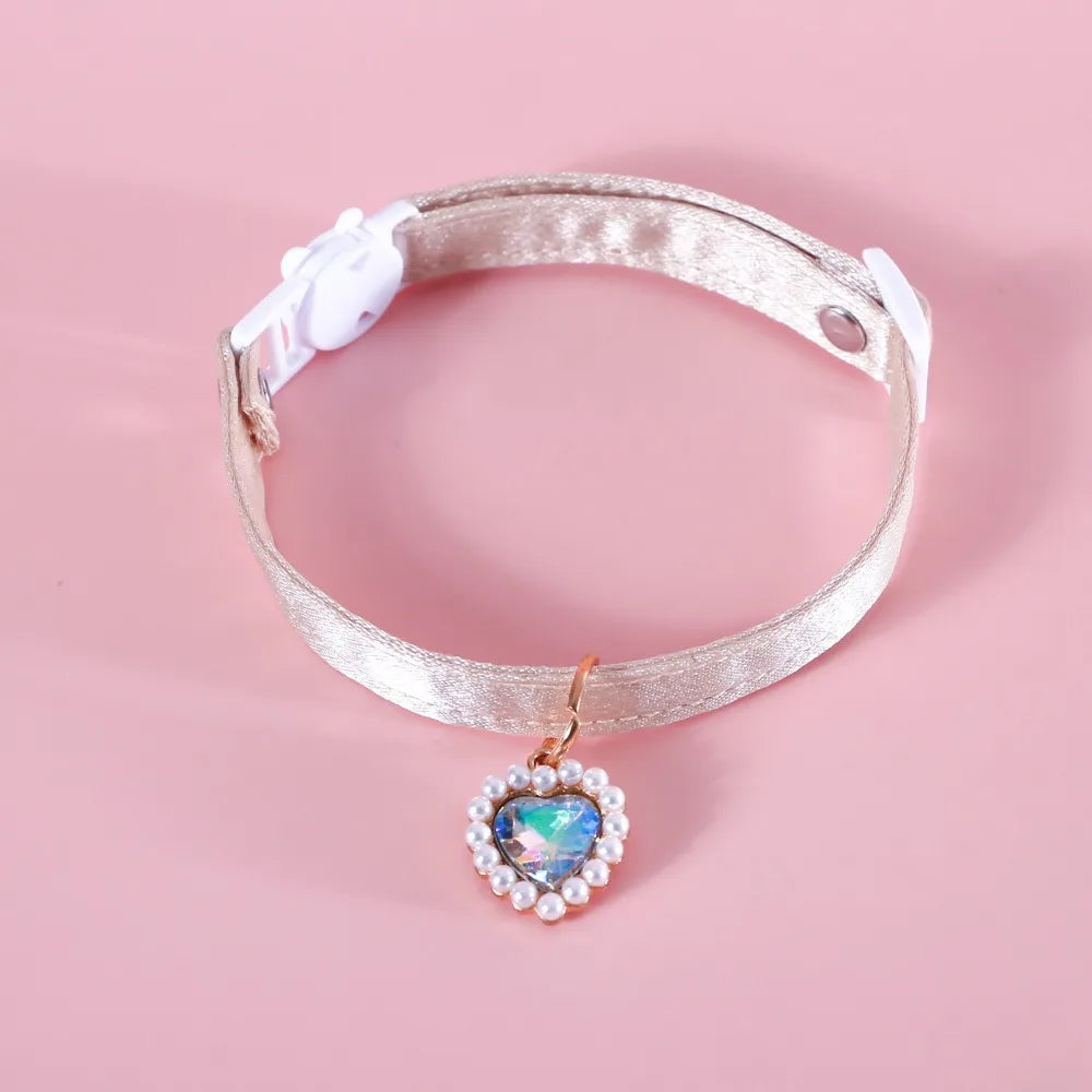 High Quality Heart Pendant Pet Collar Bowknot Durable Pet Supplies Adjustable Solid Color Cats Bow Tie Pets Accessories
