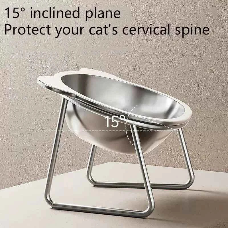 Tilted Cat Bowl Stainless Steel Cat Food Bowls with Metal Stand Food and Water Dish for Cats Kitten Puppies Feeders Cat Supplies