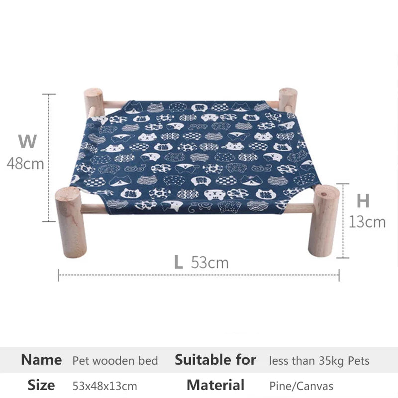 Cat Bed House Outdoor Universal Pet Bed Removable Breathable Pet Hammocks Bed for Cat Small Dog Durable Wood Frame Canvas Beds - Play Paws Toys