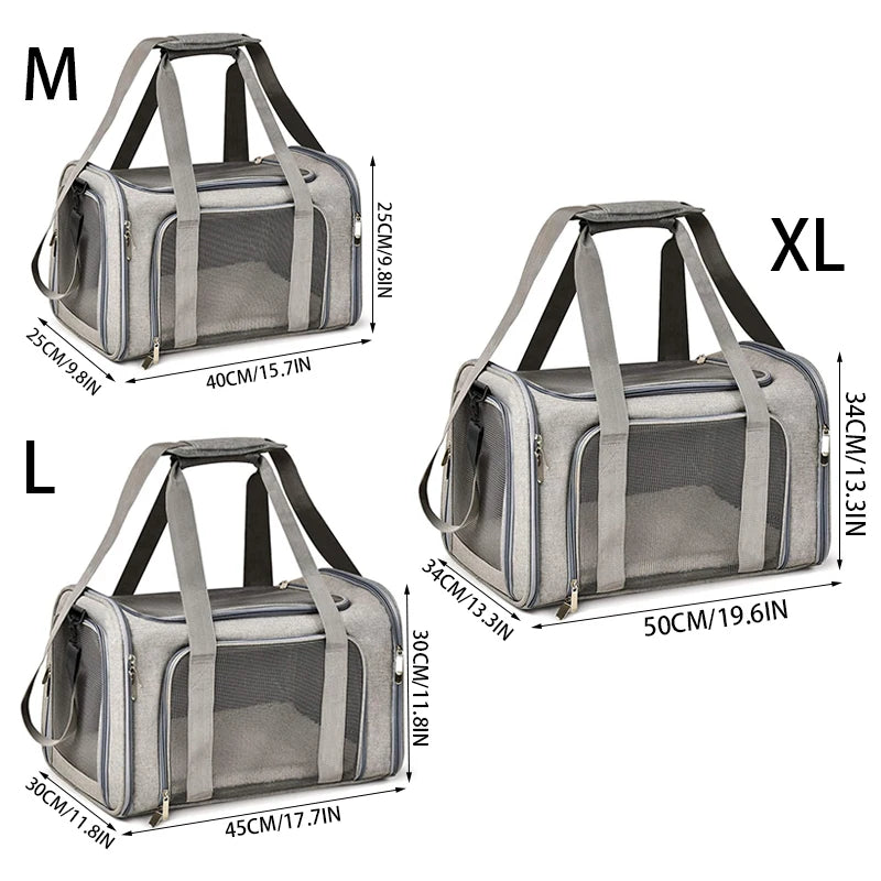 Portable Dog Cat Carrier Bag Soft Side Backpack Pet Carriers Dog Travel Bags Airline Approved Transport  Outgoing Pets Handbag