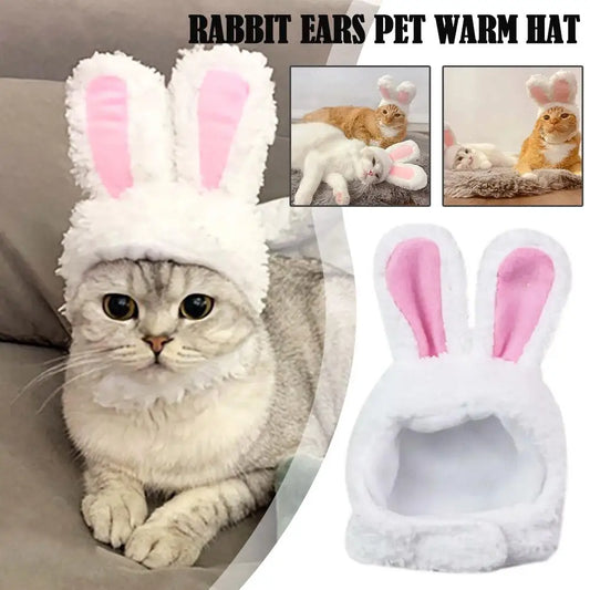 Cat Decorative Pet Products New Warm Cat Head Cover  Plush Cat Lamb Clothes Accessories Hat Rabbit Hat Pet Ear C2V9 - Play Paws Toys