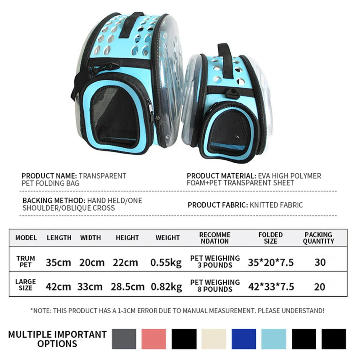 Pet Shoulder Bag Cat Carrier Outdoor Travel Breathable Handbag Puppy & Kitten Capsule Transparent Portable Shoulder Strap Bag - Play Paws Toys