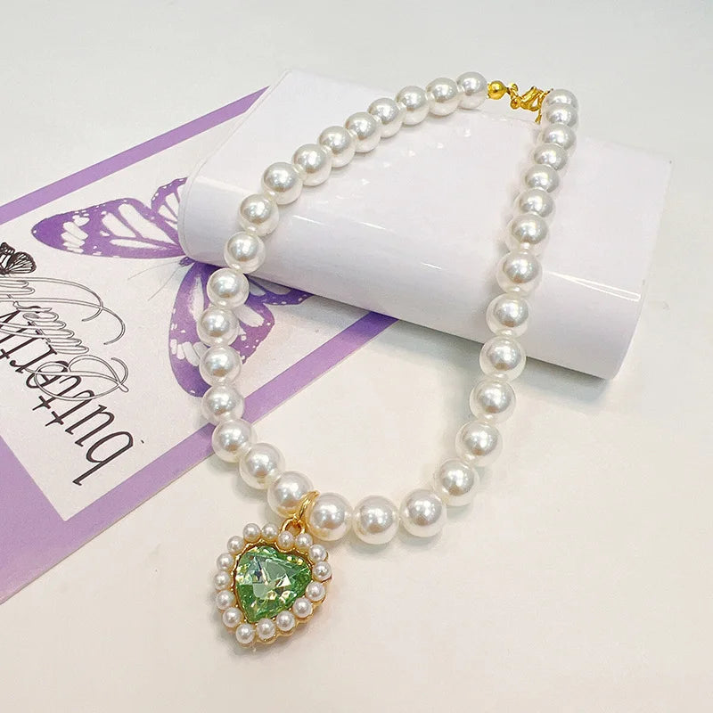 Adjustable Bling Neck Ornament Pearl Necklace Fashion Princess Accessory For Cat Kitten Small Dog Chihuahua Pet Supplies