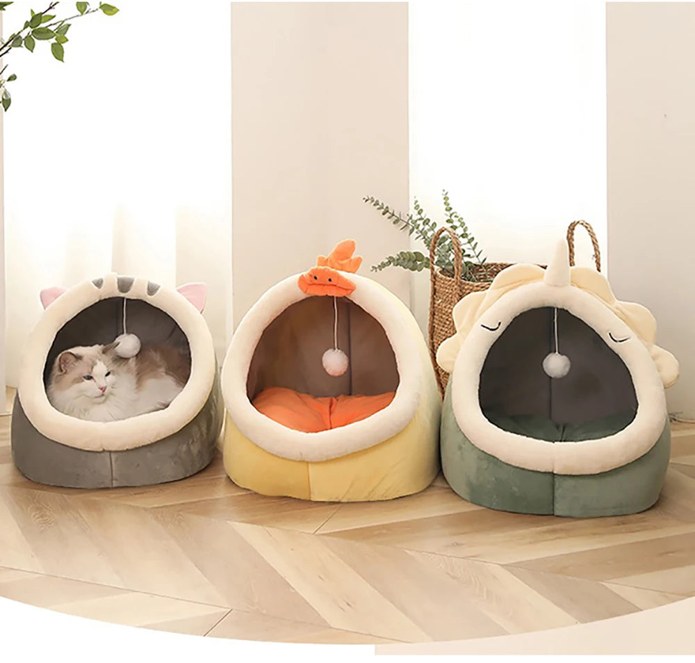 Deep Sleep Cat Bed Cartoon Pet Bed Foldable Removable Washable Pet Sleeping Bed for Small Dog Mat Bag Cave Cats Bed - Play Paws Toys