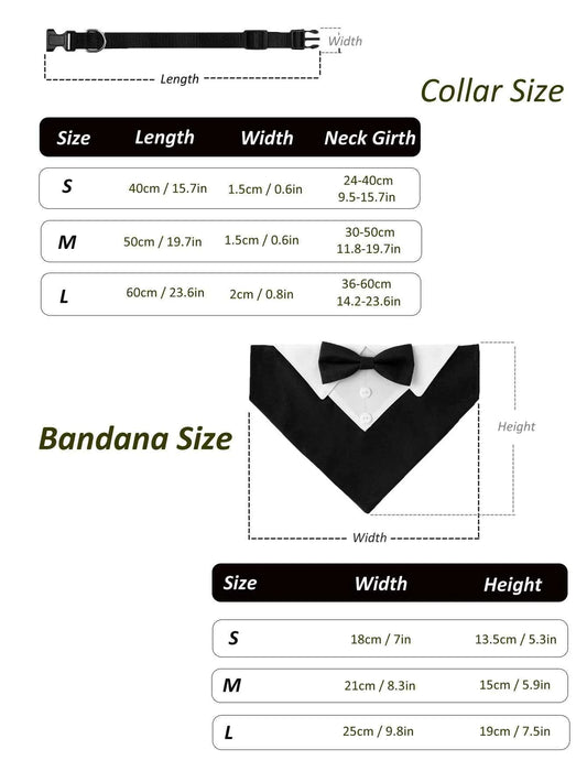 Sucado Bow Tie Dog Collar Tuxedo Bandana Adjustable Formal Puppy Triangle Neck Wear for Wedding Birthday Dress-up Cosplay Party