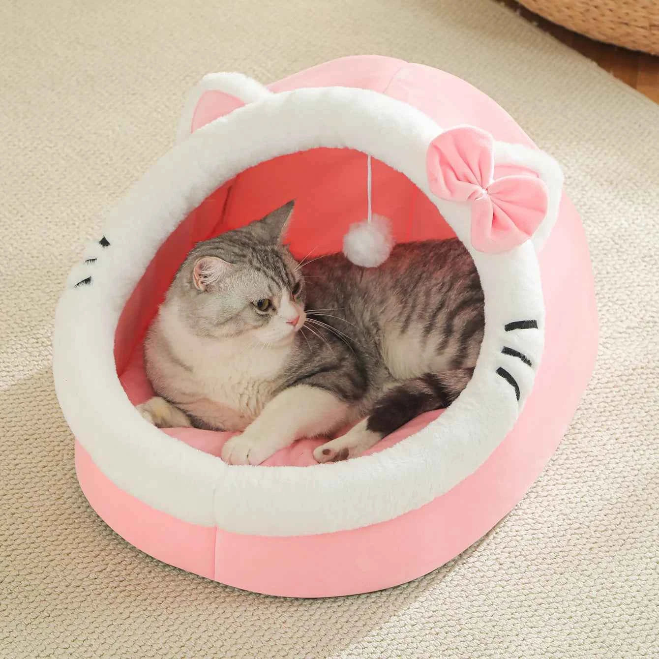 Cute And Soft Cat House Super Cat Bed Warm Deep Sleep Comfort  Cat Bed Pets Tent Cozy Cave Nest Small Dog Mat Bag