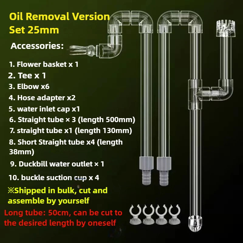 Aquarium Inlet Outlet Lily Pipe DIY Clear Acrylic Water Skimmer Inflow Outflow Fish Tank Filter Accessories Fishbowl Equipment