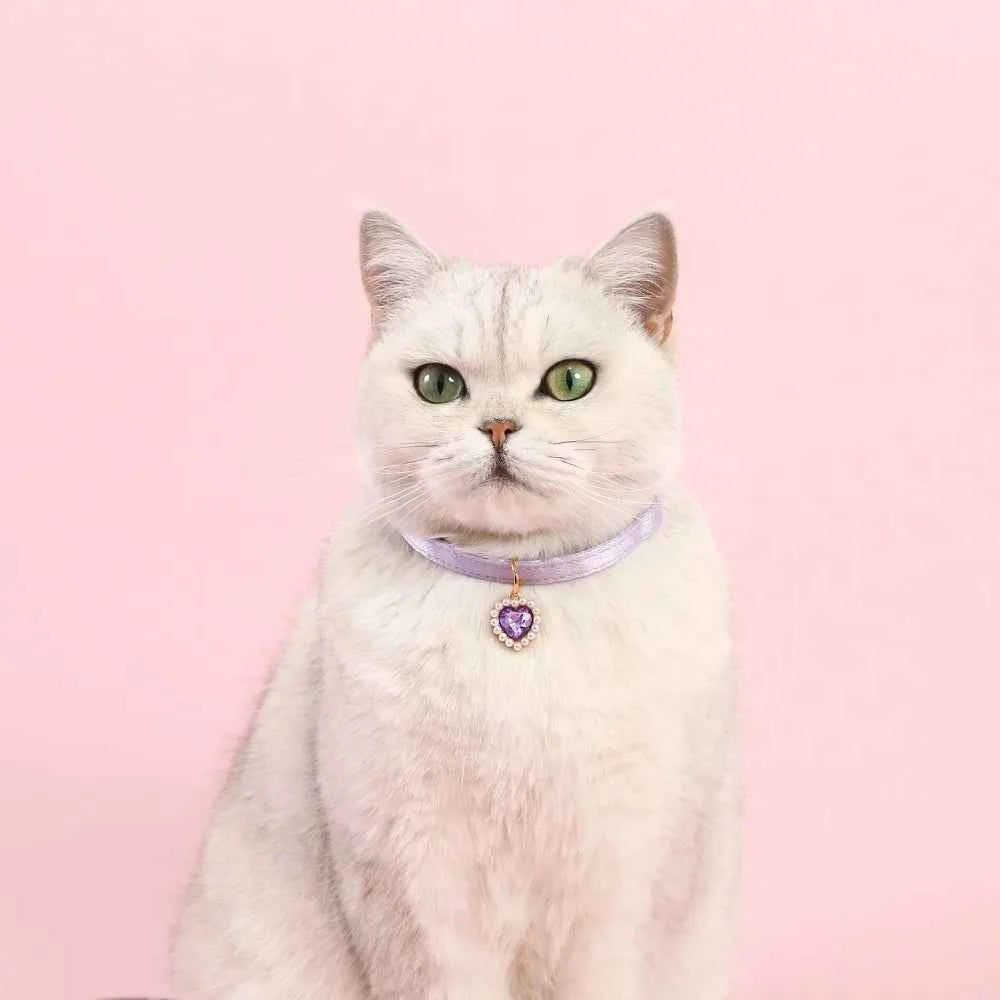 High Quality Heart Pendant Pet Collar Bowknot Durable Pet Supplies Adjustable Solid Color Cats Bow Tie Pets Accessories