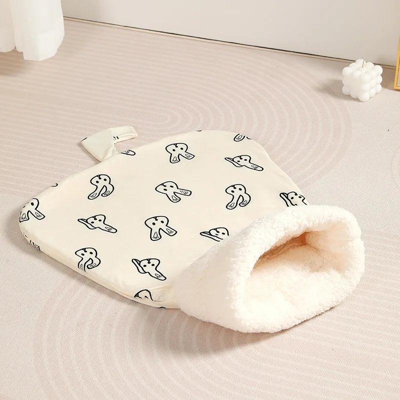 Cat Sleeping Bag Soft Cuddly Fluffy Feel Thickened Pet Pocket Type Quilt Bed Kitten Puppy Soft Comfortable Warm Nest Pet - Play Paws Toys
