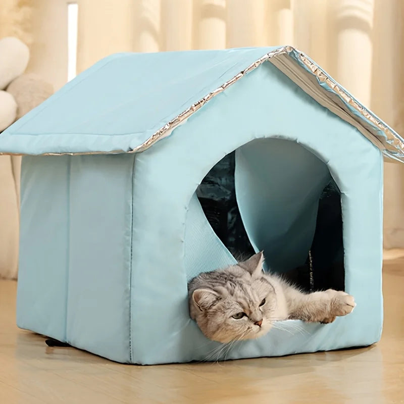 KEMORELA Stray Cat Bed Warmer - 3 Sizes of Comfortable Room-Shaped Shelter for Cats & Dogs, Durable Oxford Cloth, All-Season - Play Paws Toys