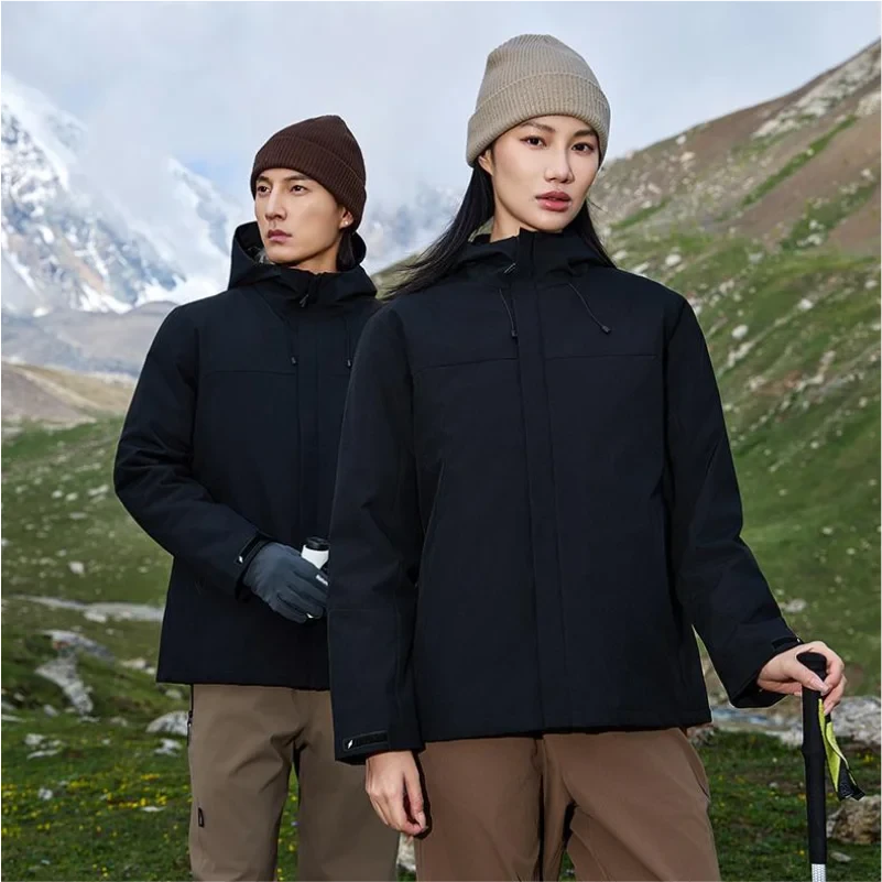 Graphene Windproof Jacket Men Winter New Fashion Thickened Outdoor Mountain Hiking Customizable Hooded Overcoat Casual Clothes