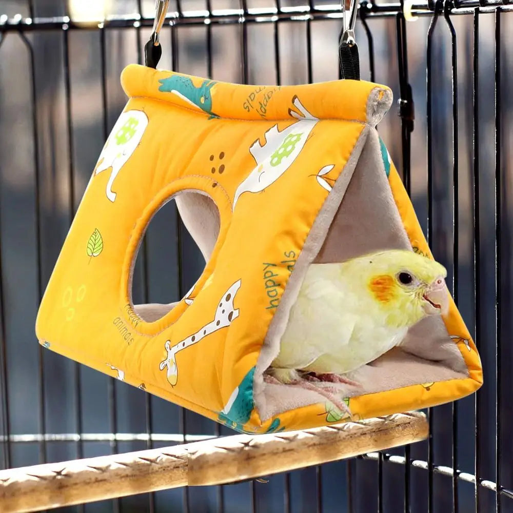 Winter Warm Bird Nest House - Hanging Hammock Velvet Shed Hut Cage Plush Fluffy Birds Hideaway Sleeping Bed Fuzzy for Parrot Par