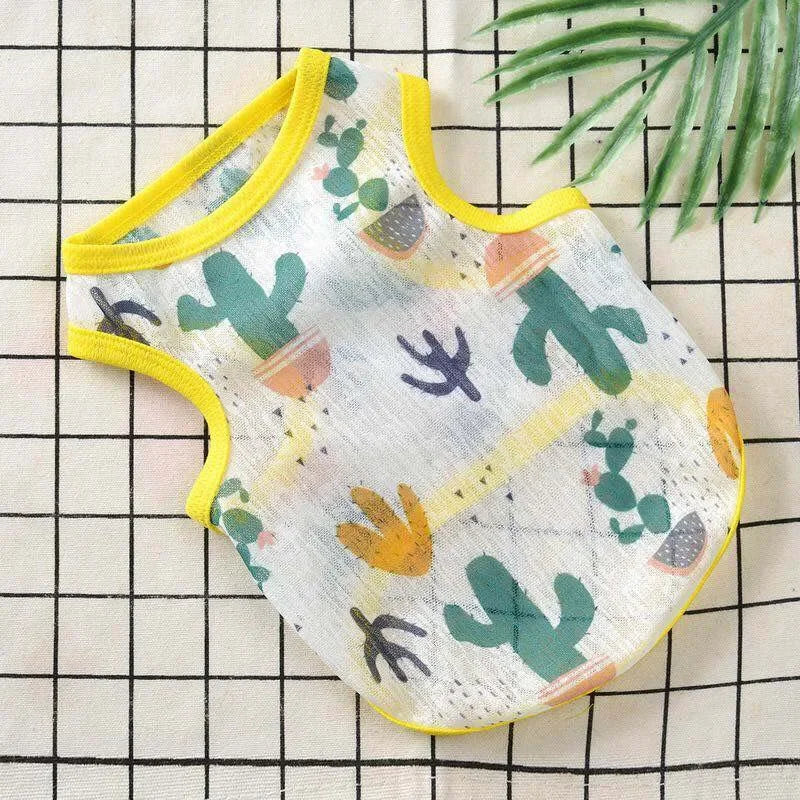 Sunscreen Clothes for Cats Summer Pet Vest Cute Print Cat Puppy Clothing Ultra-thin Breathable Kitten Pullover ropa para gatos