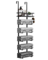 Hanging Towel Racks For Bathroom No Drill - 6-Tier Over The Door Bath Towel Storage Organizer For Small Bathrooms - Tiered Back
