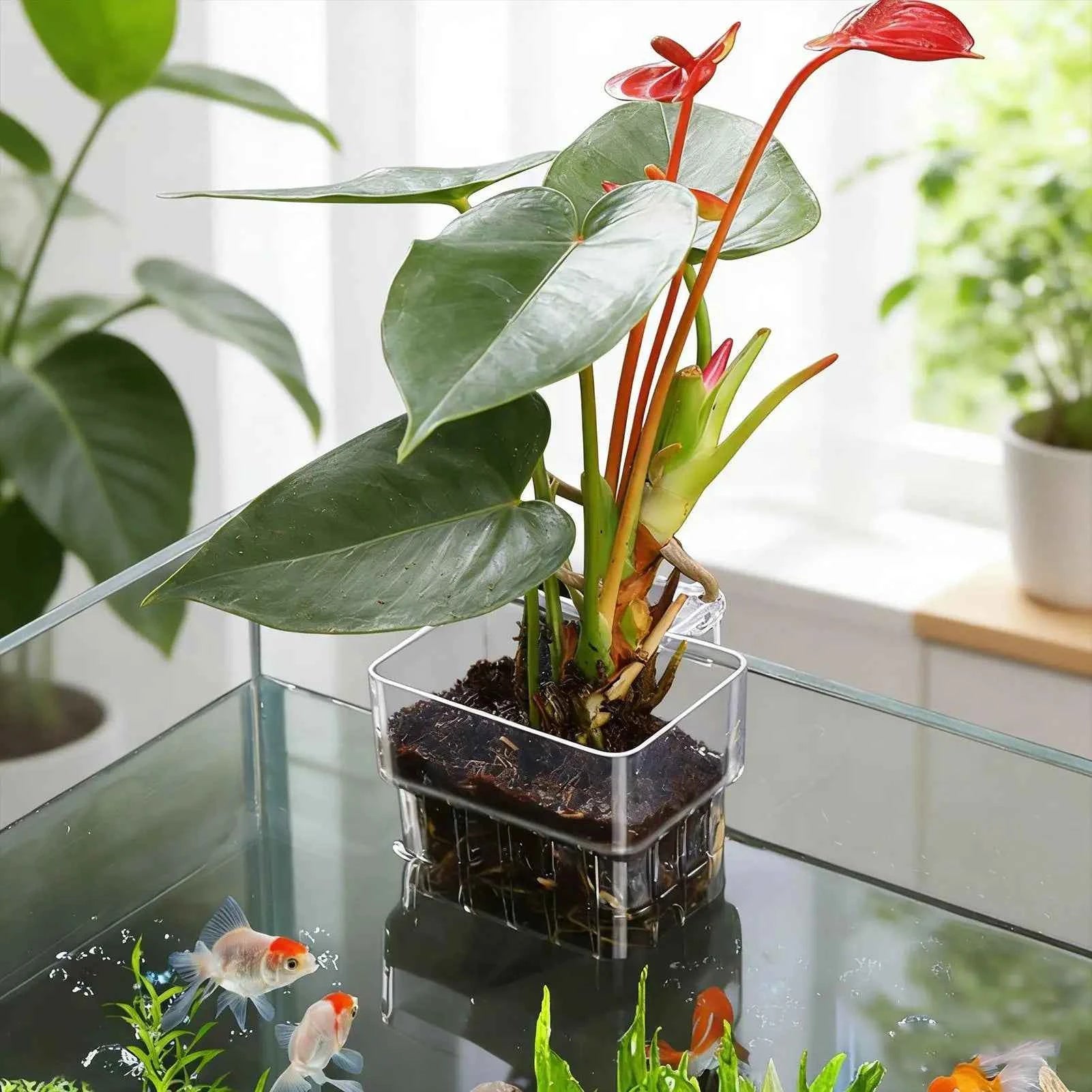 Transparent Hangable Aquarium Plant Holder Pot for Fish Tank Hydroponic System Indoor Workplace Decor Cultivation Decorations