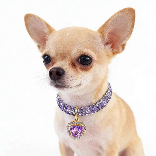 Adjustable Pet Necklace Cat Dog Collar with Diamond Zircon Heart Pendant Jewelry Luxury Metal Puppy Collars Dog Accessories