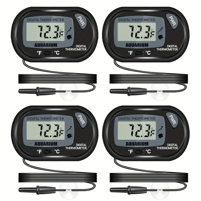 2/4/6/8Pcs LCD Digital Aquarium Thermometer Fish Tank Thermometer With Water-Resistant Sensor Probe And Suction Cup For Reptile