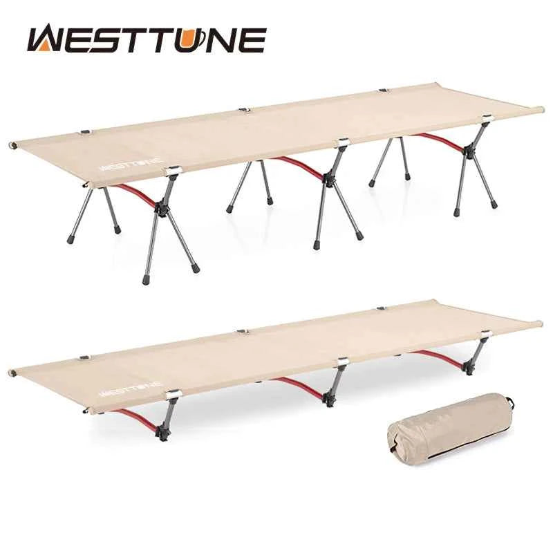WESTTUNE Camping Cot Portable Folding Bed Ultralight Aluminum Alloy Sleeping Cot for Outdoor Hiking Backpacking Travel