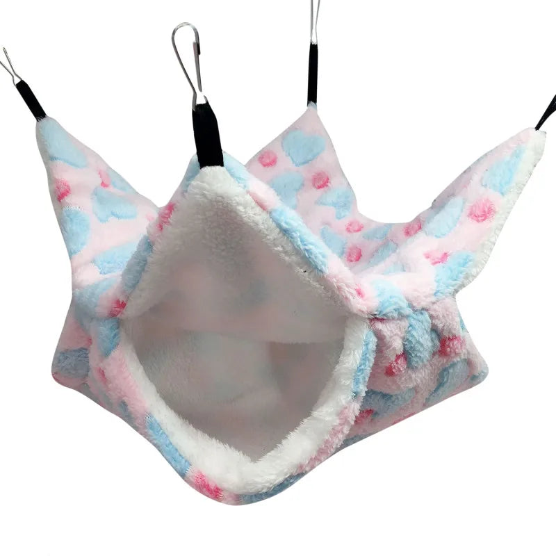 1/2pcs Hamster Hideout Cage Print Fleece Guinea Pig Sugar Glider Sleeping Bed Rodent Hammock Rat Little House Animals Supplies