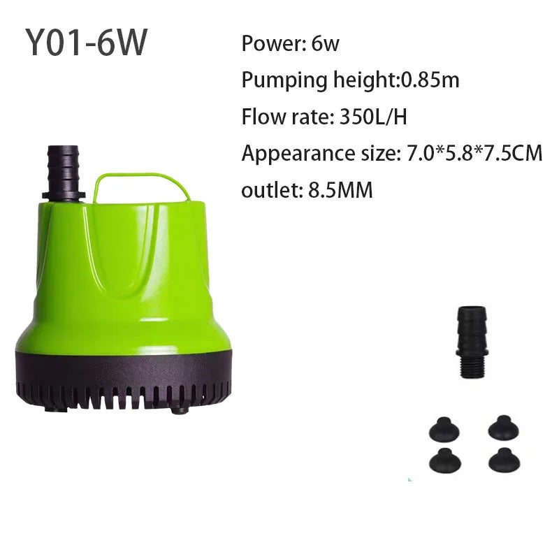 Submersible Water Pump for Fish Tank Pond, Hydroponics Garden Fountain, Ultra-Quiet Waterfall, 6W, 12W, 25W, 60W, 100W 110V-220V