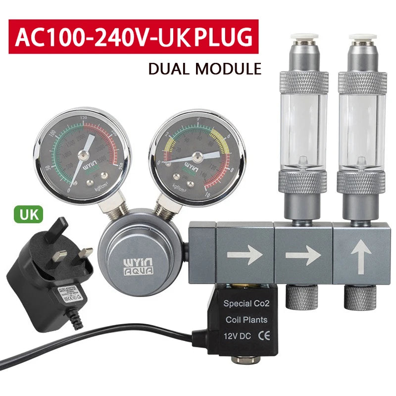 Aquarium CO2 regulator Solenoid valve Quick plug interface Bubble meter Fish tank control system CO2 pressure reducing valve