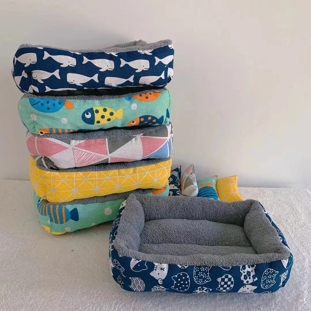 Soft Pet Bed Cat Bed Dog Bed Pet Mattress with Pillow Winter Warm Comfortable Sleeping Mat for Cats Dogs Plush Cat Mat Cat House - Play Paws Toys