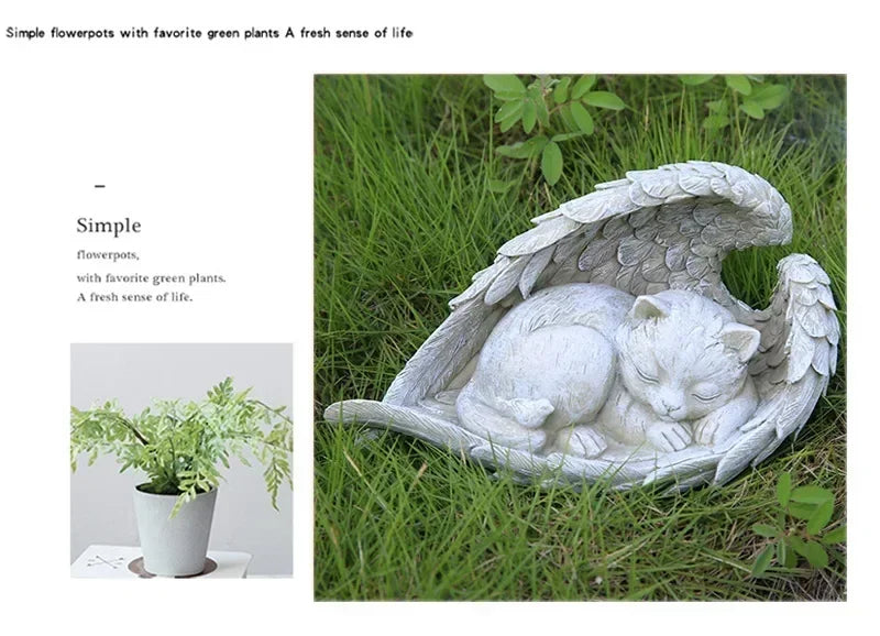 Pet Tombstone Dog Cat Tombstone Memorial Stone Personalized Memorial Stone Resin Statue Creative Angel Dog Cat Ornament
