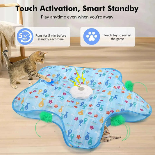 Smart Hide and Seek Cat Toy Electric Thermal Sensing Cat Catch Cover Real Mouse Squeaky Touch Activated Feather Teaser Wand