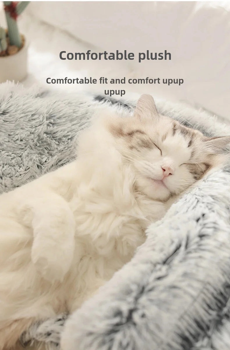 Autumn and Winter soft plush pet bed and pet bed Winter warm and cold plush comforter nest Shell cat nest semi-enclosed cat nest - Play Paws Toys