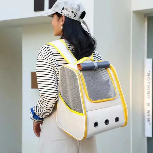 Pet Cat Carrier Backpack Breathable Portable Travel backpack for cat and dog With Anti Breakaway Belt Three-door design AA074 - Play Paws Toys