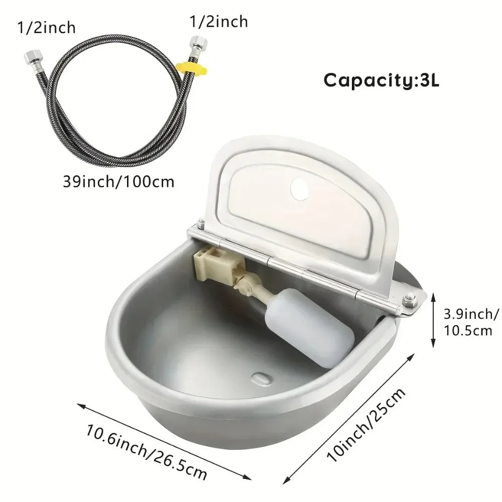 Automatic Gravity-Fed Outdoor Pet Water Dispenser Bowl with Built-In Reservoir,  Dogs, Cats,Easyclean Material