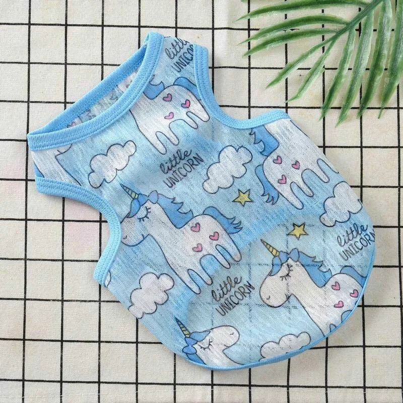 Sunscreen Clothes for Cats Summer Pet Vest Cute Print Cat Puppy Clothing Ultra-thin Breathable Kitten Pullover ropa para gatos