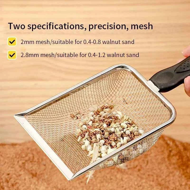 Cat Litter Scoop Fine Hole Stainless Steel Small Hole Cat Poop Shovel Tool Metal Dog Scoop Cleaning Brush AntiRust Litter Shovel