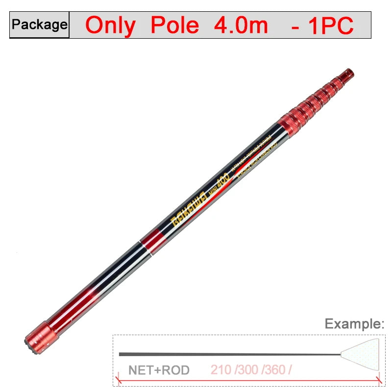 BAKAWA Folding Fishing Net Telescopic Landing Net 4m3.6M Carp Carbon Fiber Fly Tools Sea Hand Dip Net Landing Net Accessorie