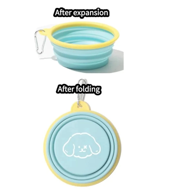 Pet Outdoor Folding Bowl Portable Travel Pet Food and Water Bowl with Hook Clamp Foldable Feeding Plate or Dogs and Cats