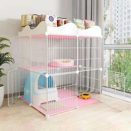 Cat Cage for Home Use, Indoor Pet Cat Large Space, Luxurious Small Cat House, Three-Story Multi-Cat Portable Assembly Empty Cage - Play Paws Toys