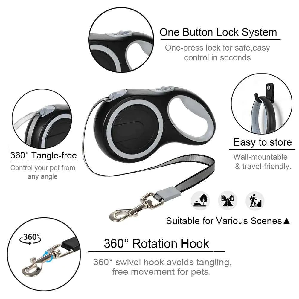 8/5m Dog Leash Strong Nylon Pets Traction Rope Extending Automatic Retractable 50kg Big Dogs Lead Walking Labrador Accessories