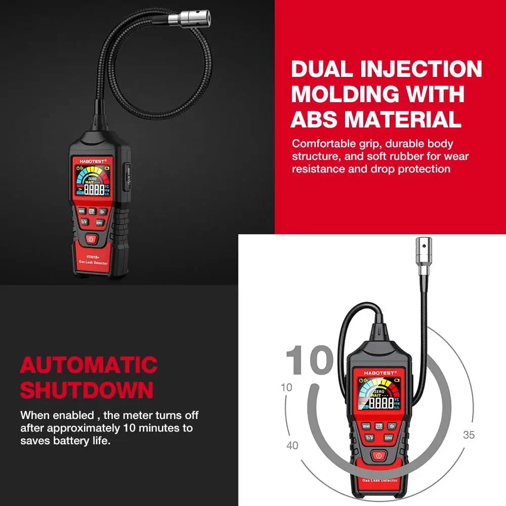HABOTEST HT601A HT601B Gas Leak Detector 0-1000PPM Sound & Screen Alarm Combustible Flammable Natural Methane Gas Detector