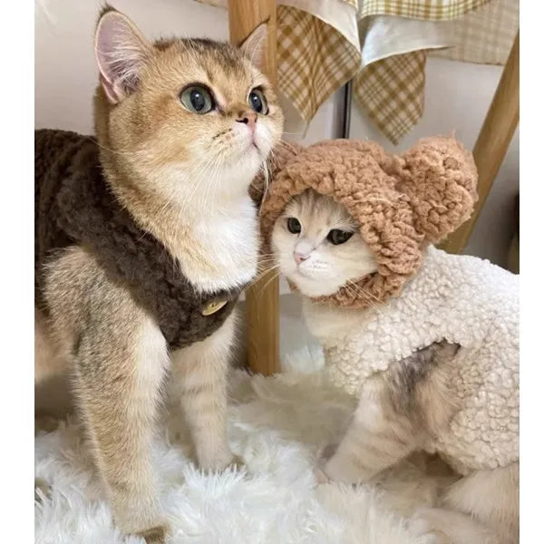 Cat clothes, warm lamb wool vest, autumn and winter teddy pomeranian pet winter clothes, cute korean clothes - Play Paws Toys