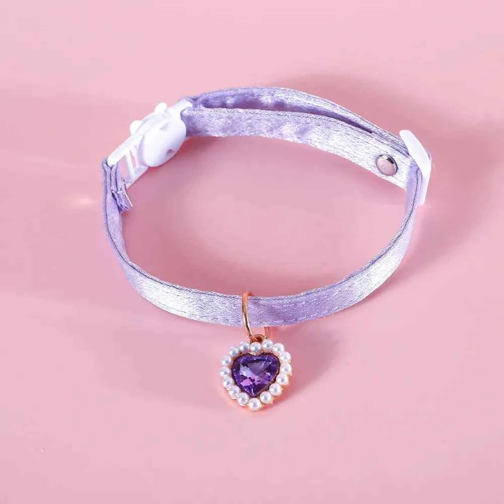 High Quality Heart Pendant Pet Collar Bowknot Durable Pet Supplies Adjustable Solid Color Cats Bow Tie Pets Accessories