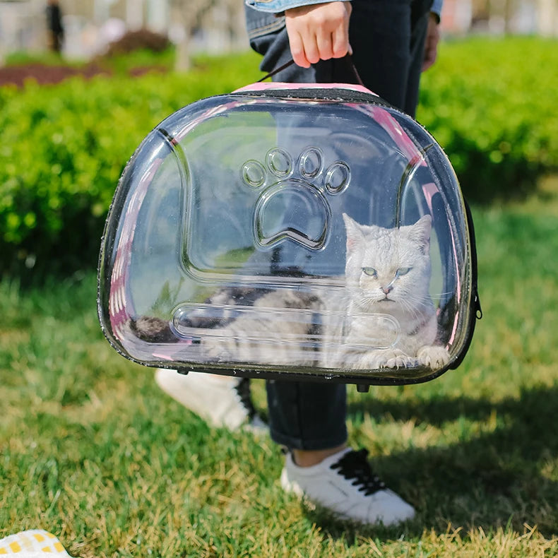 Pet Shoulder Bag Cat Carrier Outdoor Travel Breathable Handbag Puppy & Kitten Capsule Transparent Portable Shoulder Strap Bag - Play Paws Toys